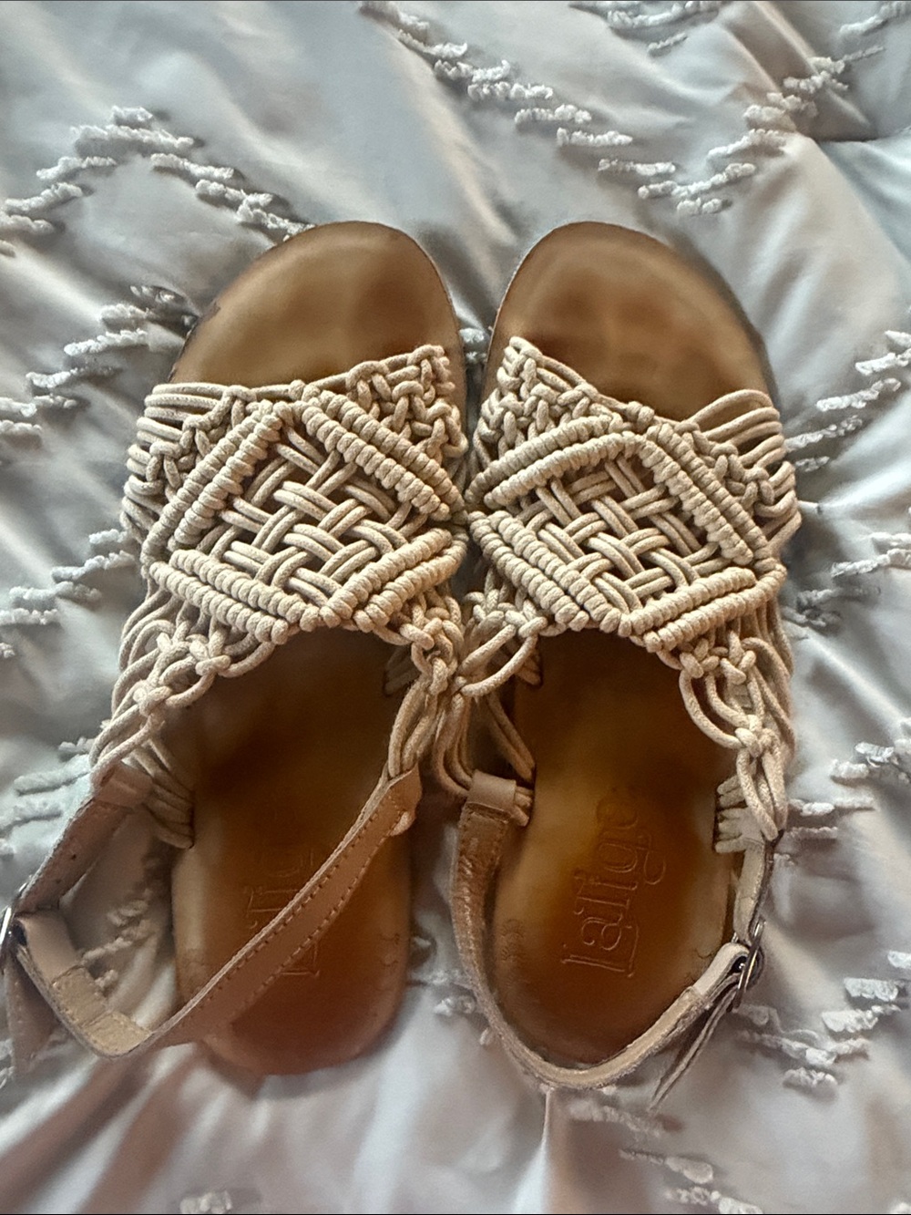 Latigo Cream Braided Macramé Strap Sandals
